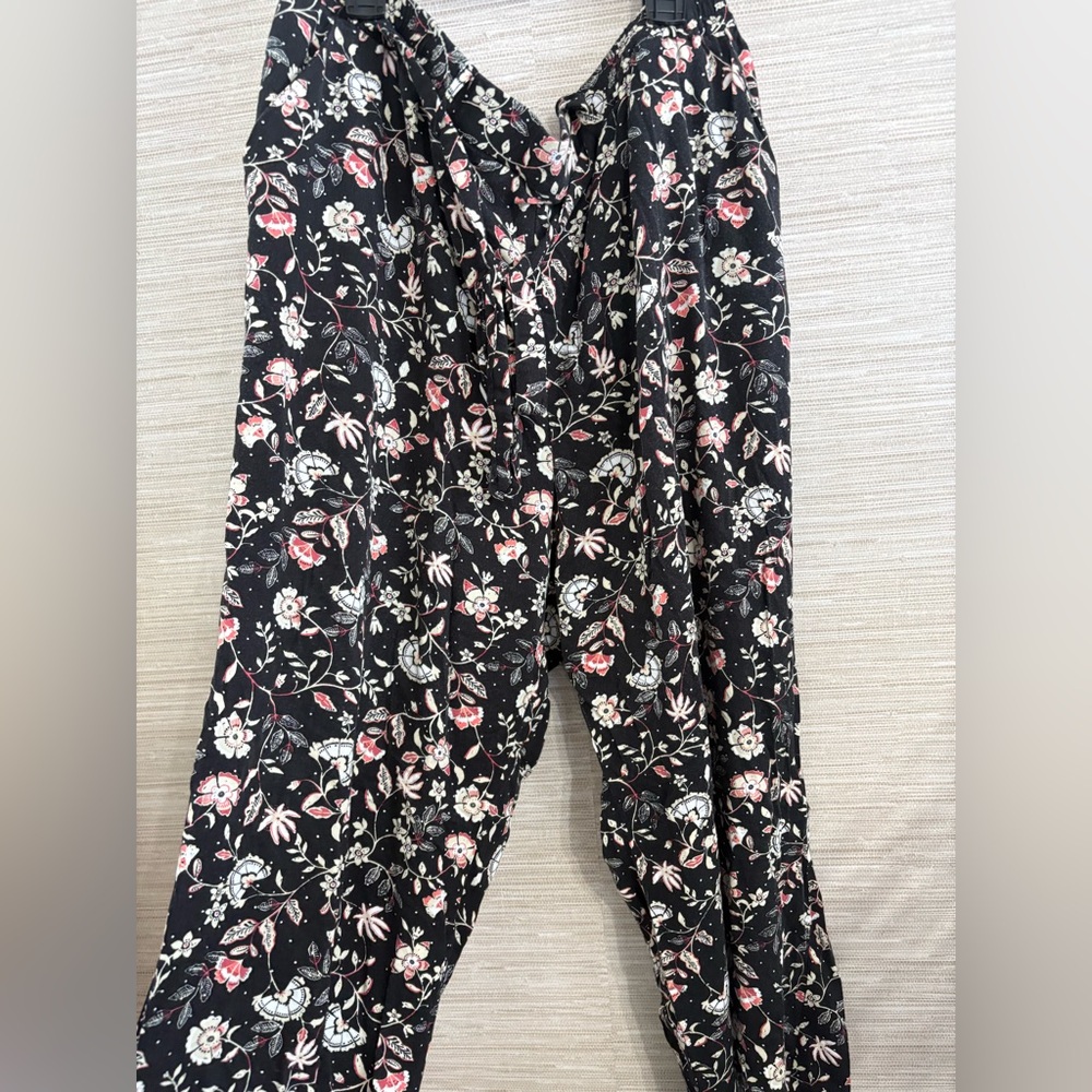 Old Navy Black Floral Wide Leg Pants